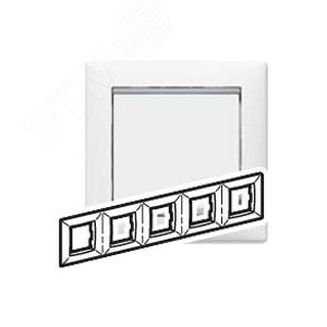 VALENA Рамка x5 гориз бел/сер - Legrand