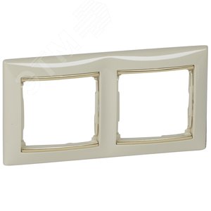 VALENA Рамка горизонтальная 2 поста бежевая/золото (774152) 2