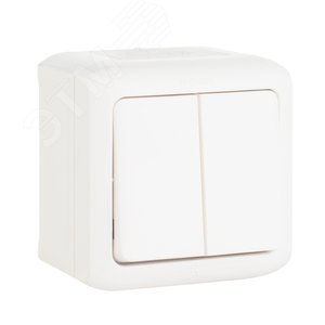 Quteo Переключатель двухклавишный наружный IP44 белый 10А (782301)