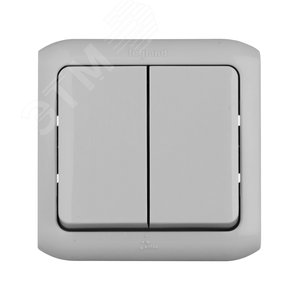 Quteo Переключатель двухклавишный наружный IP44 серый 10А (782331) 3