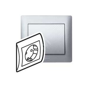Galea Life Розетка с заземлением 2К+З моноблок алюминий - Legrand