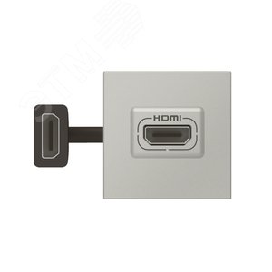 Розетка HDMI - Mosaic - 2 модуля - со шнуром - алюминий (079279L) - Legrand