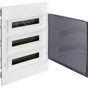 Practibox S Пластиковый щиток Встраиваемый (ЩРв-П) (в полые стены) 3X18 Дымчатая дверь - фото 2