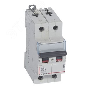 Выключатель автоматический двухполюсный DX3 6000 32А D 10кА | 408034 | Legrand - Legrand