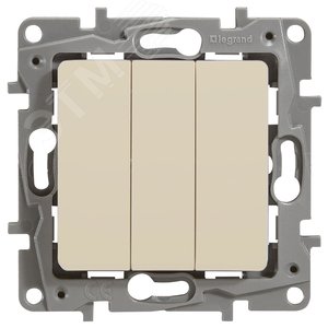 ETIKA Выключатель трехклавишный слоновая кость 10АХ (672313)