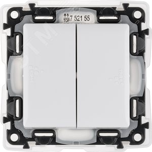 Valena LIFE IP44 Выключатель двухклавишный 10А 250В IP44 с лицевой панелью Безвинтовые зажимы Белый (752155) - Legrand