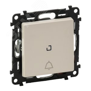 Valena LIFE Выключатель кнопочный 6А 250В безвинтовые зажимы с лицевой панелью символ Звонок с подсветкой слоновая кость (752216) - Legrand