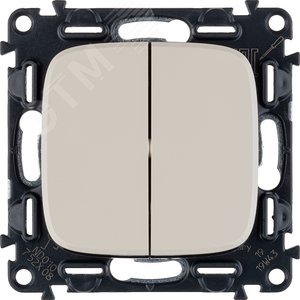Valena ALLURE Переключатель двухклавишный 10А 250В с лицевой панелью Безвинтовые зажимы Слоновая кость (752808)