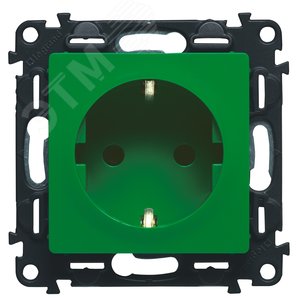 Valena LIFE Розетка силовая 2К+З 16А 250В со шторками безвинтовые зажимы с лицевой панелью зеленая (753329)
