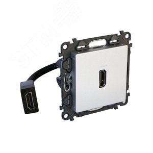 Valena LIFE. Розетка HDMI с предварительно подключенным разьемом. С лицевой панелью. Цвет Алюминий (753375) - Legrand