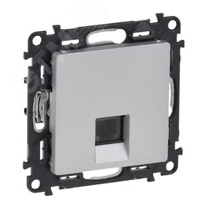 Valena LIFE Розетка телефонная RJ11 одиночная с лицевой панелью алюминий (753638)