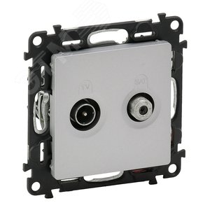 Valena LIFE Розетка TV-SAT звезда 5-862МГц/950-2400 МГц С лицевой панелью Алюминий (753664)