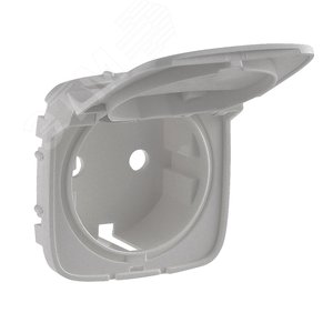 Valena ALLURE Лицевая панель розетки 2К+З с крышкой Алюминий (754847)