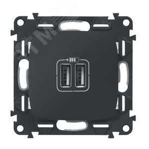 Valena ALLURE Зарядное устройство с двумя USB-разьемами 240В/5В 1500мА С лицевой панелью Антрацит (754998)