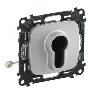 Valena ALLURE Выключатель с ключом 2 положения 10А 230В с лицевой панелью алюминий (755237)