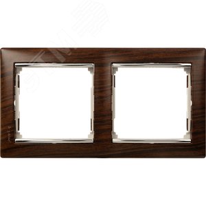 VALENA Рамка 2 поста горизонтальная темное дерево/серебро (770372)