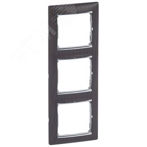 VALENA Рамка 3 поста вертикальная темное дерево/серебро (770377)