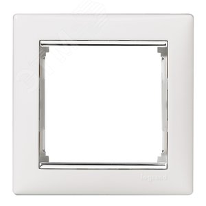 VALENA Рамка 1 пост белая/серебро (770491)