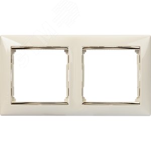 VALENA Рамка горизонтальная 2 поста бежевая/золото (774152)