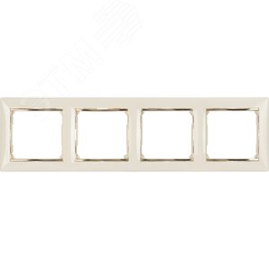 VALENA Рамка 4 поста горизонтальный монтаж слоновая кость/золото (774154)