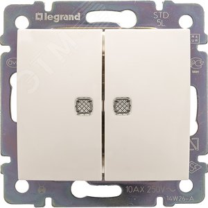 VALENA Переключатель на 2 направления 16A с подсветкой белый - Legrand Euro
