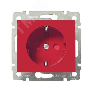 VALENA Розетка с заземлением с блокировкой красная (774327)