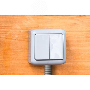 Quteo Переключатель двухклавишный наружный IP44 серый 10А (782331) 2
