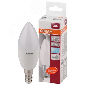 Лампа светодиодная LED 5Вт Е14 CLB40 FR белый, матовая свеча OSRAM (4058075056886) - Osram