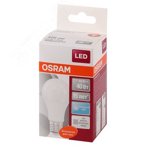 Лампа светодиодная LED 5.5Вт Е27 CLA40 FR белый, матовая OSRAM (4058075086616) 3