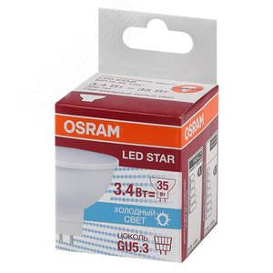 Светодиодная лампа LED STAR MR16 3, 110°, 220-240 вольт, GU5, 3 LSMR1635110 3.4W/840230VGU5.310X1RU | 4058075129030 | Osram - фото 3