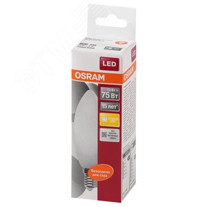 Лампа светодиодная LED 8Вт E14 CLB75 тепло-бел, матов.свеча OSRAM - фото 3