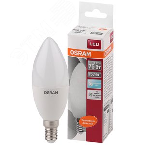 Лампа светодиодная LED 8Вт E14 CLB75 белый, матов.свеча OSRAM (4058075210714)