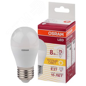 LED 8Вт E27 CLP75 тепло-бел, матов.шар OSRAM - LEDVANCE