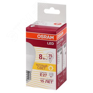 LED 8Вт E27 CLP75 тепло-бел, матов.шар OSRAM - фото 3