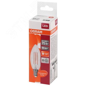 Светодиодная филаментная лампа LED STAR Classic B 6W, прозрачная колба, Е14 LEDSCLB75 6W/827 230V FIL E1410X1RU | 4058075217805 | Osram 3