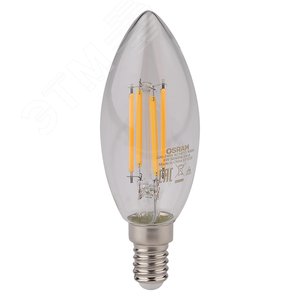Лампа светодиодная LED 6Вт E14 CLB75 белый, Filament прозр.свеча OSRAM (4058075217836) 2
