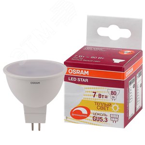 Лампа светодиодная LED 7Вт GU5.3 LSMR16 110 град 3000K матовая OSRAM