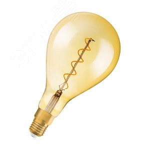 Лампа светодиодная филаментная диммируеммая LED 5Вт E27 2000К 300лм груша 230V GOLD (замена 28Вт) A FIL DIM OSRAM Vintage 1906 (4058075269705) - LEDVANCE