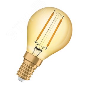 Лампа светодиодная филаментная LED 2,5Вт E14 2400К 220лм шарик 230V GOLD (замена 22Вт) P FIL  OSRAM Vintage 1906 (4058075290815) - LEDVANCE