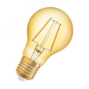 Лампа светодиодная филаментная LED 2,5Вт E27 2400К 220лм груша 230V GOLD (замена 22Вт) A FIL  OSRAM Vintage 1906 (4058075293199) - LEDVANCE