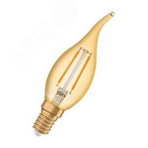 Лампа светодиодная филаментная LED 2,5Вт Е14 2400К 220лм свеча на ветру золото 230V FIL CL BW (замена 22Вт) OSRAM Vintage 1906 (4058075293236) - LEDVANCE