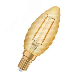 Лампа светодиодная филаментная LED 1,5Вт Е14 2400К 120лм свеча витая золото 230V FIL CL BW  (замена 12Вт) OSRAM Vintage 1906 (4058075293243) - LEDVANCE