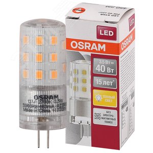 Лампа светодиодная LED 3,5Вт G4 12V STAR PIN40 (замена 40Вт), теплый, прозр. Osram (4058075369009)