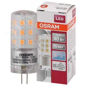Лампа светодиодная LED 3,5Вт G4 12V STAR PIN40(замена 40Вт) белый, прозр. Osram - LEDVANCE