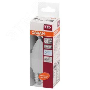 Лампа светодиодная LED 6,5Вт Е27 6500К  600лм свеча 230V FR В (замена 60Вт) OSRAM LS (4058075467668) 3
