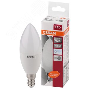 Лампа светодиодная LED 7,5Вт Е14 6500К  806лм свеча 230V FR В (замена 75Вт) OSRAM LS (4058075467873)