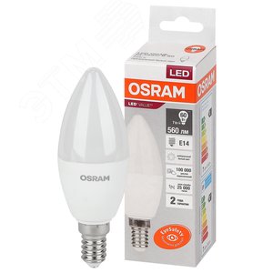 Лампа светодиодная свеча LED 7 Вт E14 4000К 560Лм 220 В (замена 60Вт) OSRAM - Osram