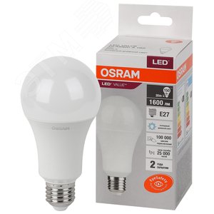 Лампа светодиодная груша LED 20 Вт E27 6500К 1600Лм 220 В (замена 150Вт) OSRAM - Osram