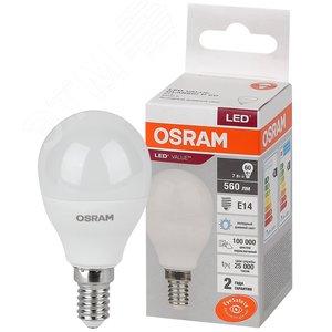 Лампа светодиодная шар LED 7 Вт E14 6500К 560Лм 220 В (замена 60Вт) OSRAM - Osram