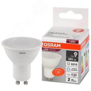 Лампа светодиодная LED Value PAR16 6W/865 230V GU10 10X1 | 4058075581500 | OSRAM - Osram